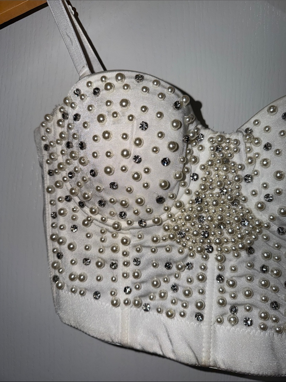 Windsor White Embellished Bustier Crop Top - Beaded size small - Picture 2 of 5